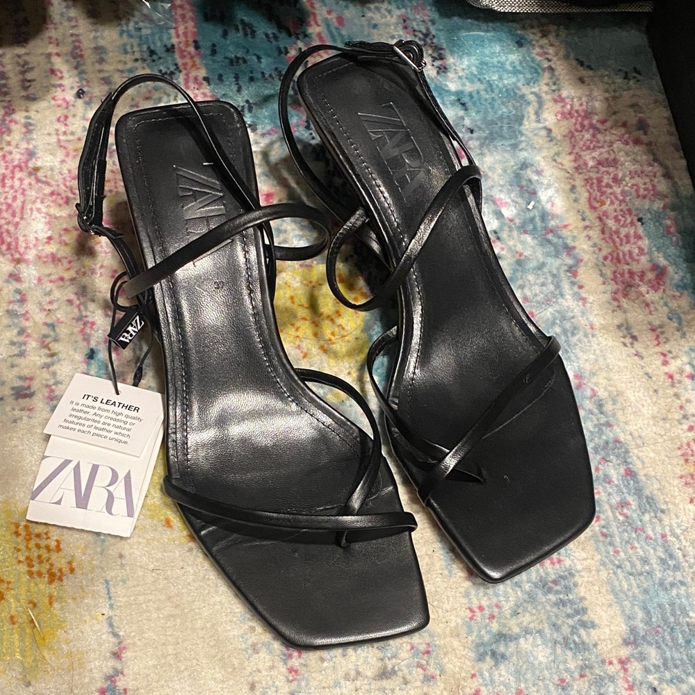 Zara Elegant Black Strappy Heels